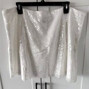 ARULA White Sequin Mini Skirt
